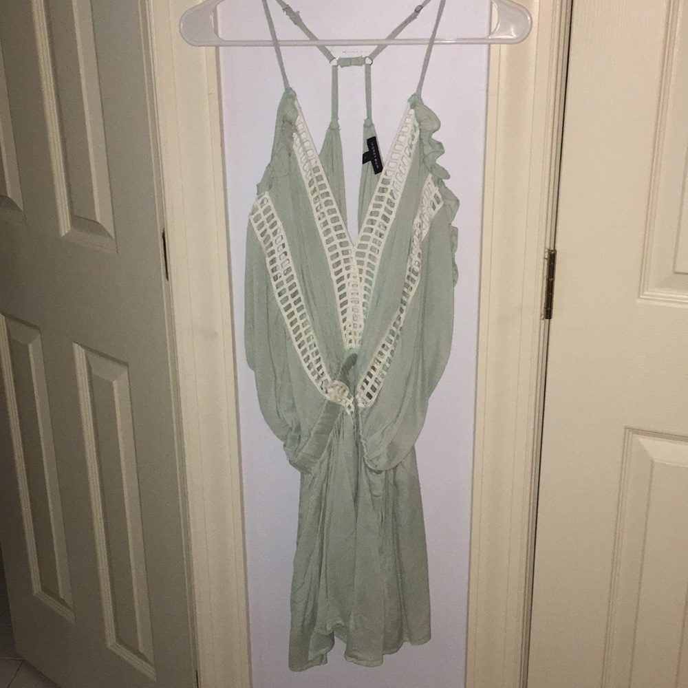 Honeybum light blue romper. Size L